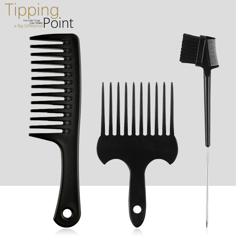 3 stücke Haar kante Bürste Set breiten Zahn und entwirrt Kamm Afro Pick geeignet für lockiges langes Haar nass Barnet in allen Arten Kit Friseur