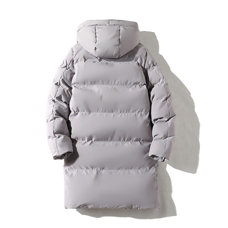 Długi płaszcz męski 2023 zimowe ocieplana kurtka z bawełny modne bawełniane płaszcze grzewcze Parka z kapturem odzież wierzchnia gruba wiatrówka męska Overcoa