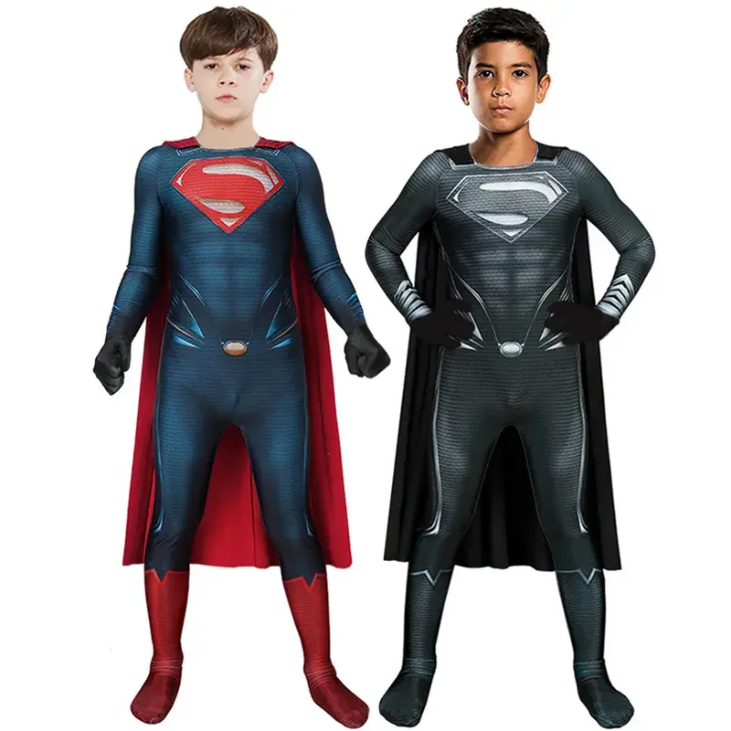 Superman Wunder Superheld Clark Kent Kal El Cosplay Kostüm Bodysuit Overall Halloween Party Kostüme für Kinder Aldult
