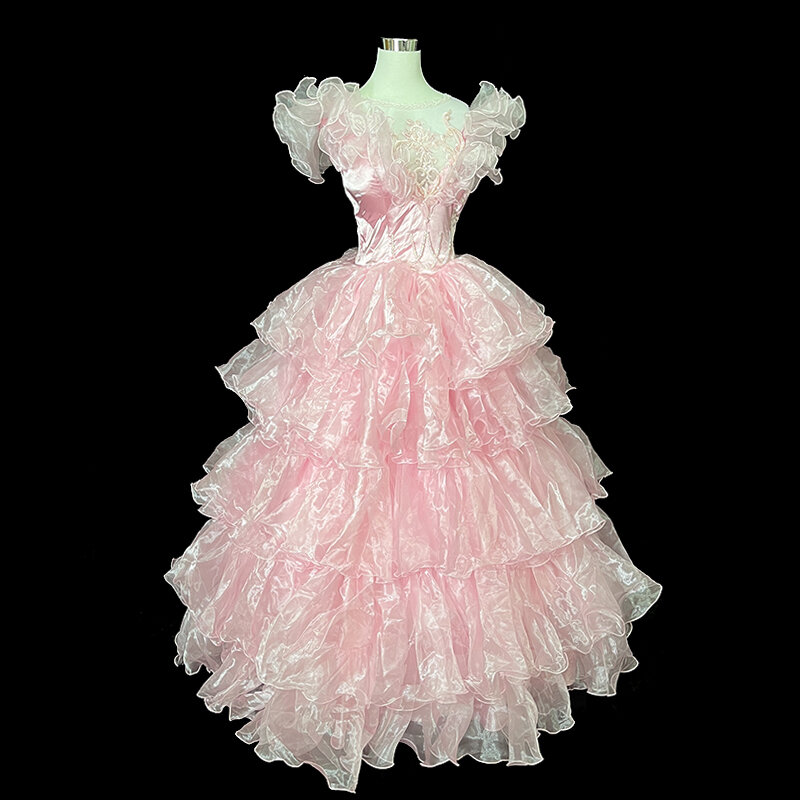 Винтажное розовое кружевное свадебное платье AnXin SH с цветочным кружевом, круглым вырезом, иллюзией, бисером, жемчугом, оборками на рукавах, для невесты, на шнуровке, под старину
