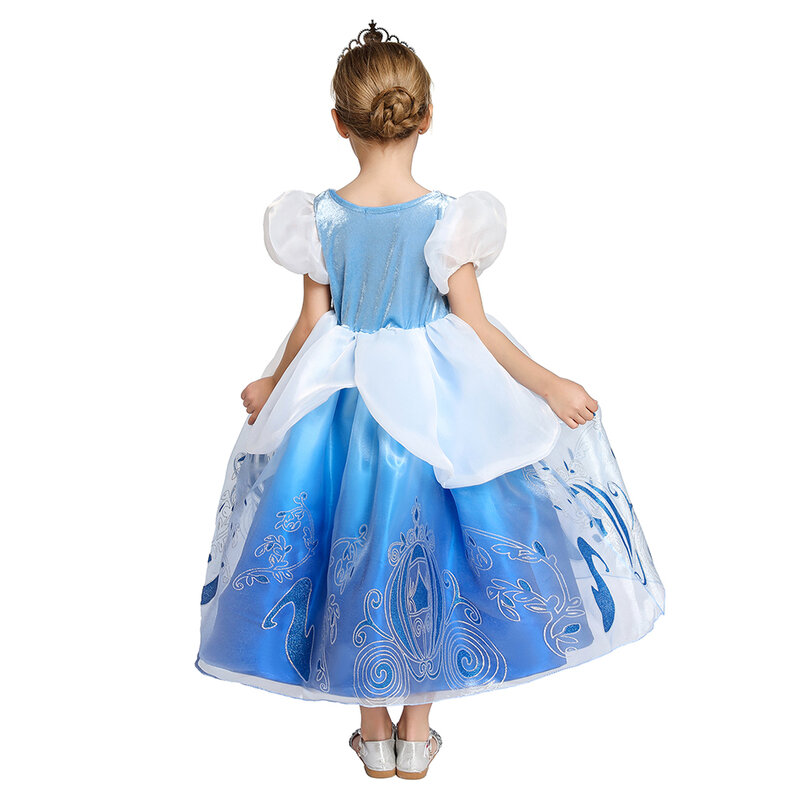 Disney Girl Cinderella sukienka Cosplay ubrania dla dziewczynek Halloween karnawałowa impreza kostium księżniczki dla dzieci urodzinowa suknia ślubna