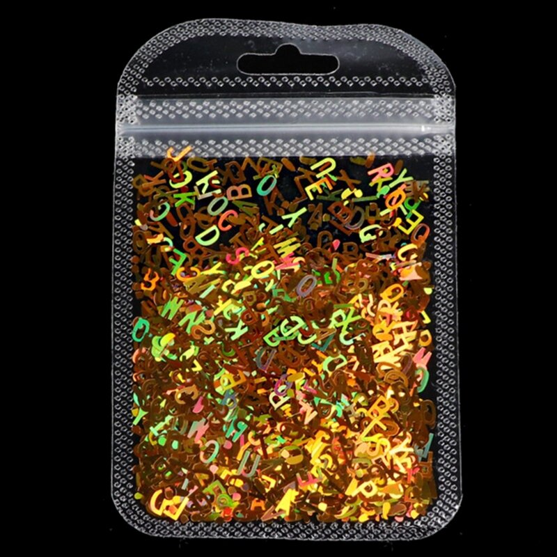 3D Holografische Nail Art Decoraties Voor Diy Kristal Uv Epoxyhars Mal Vullingen Sparkle Engels Letters Glitter Pailletten