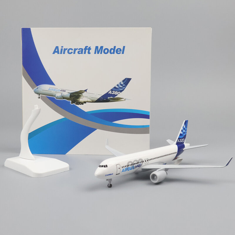 Material de liga com desembarque para crianças, modelo de aeronave metálica, tipo original A320, brinquedos de aniversário, 20 cm, 1:400