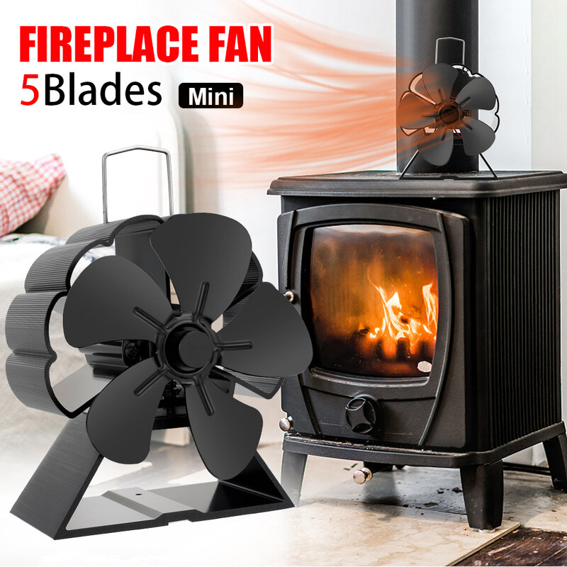 Mini 5-Blade Stove Fan Heat Powered Fireplace Fan Log Wood Burner Eco-fan Quiet Energy Saving Home Efficient Heat Distribution