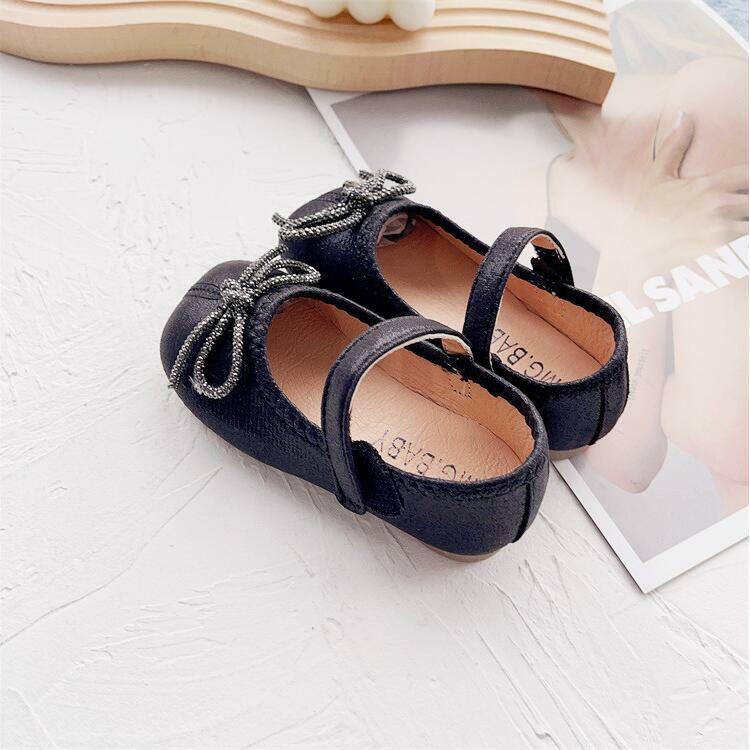 Little Girl Baby Shoes 2024 Spring Autumn New Girl Princess Shoes Bowknot Fashion Comfortable Single Shoes 21-30