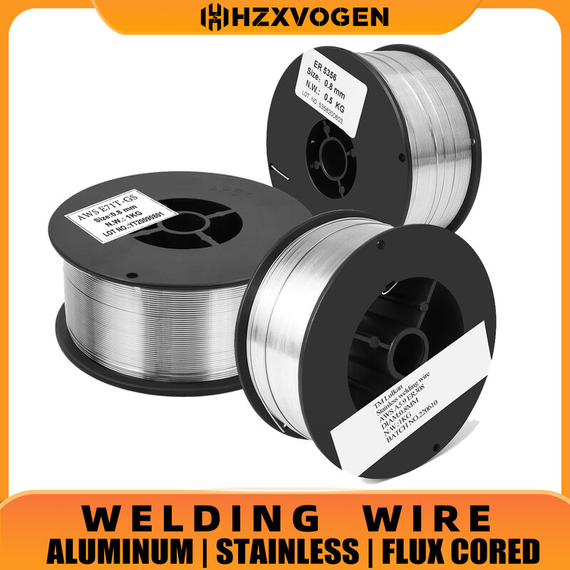 Fil d'aluminium fourré en acier inoxydable, fil de soudage MIG sans gaz, accessoires pour la soudure, 0.8mm, 1kg, 0.5kg
