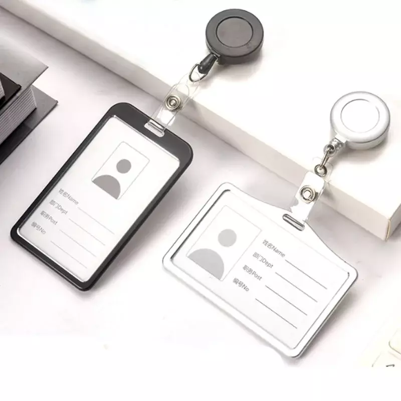 Moda metalowy na kartę pokrywy skrzynka banku do pracy posiadacz karty z ABS chowany odznaka Reel smycz na kartę kredytowa, dowód osobisty karty torba z odznaką