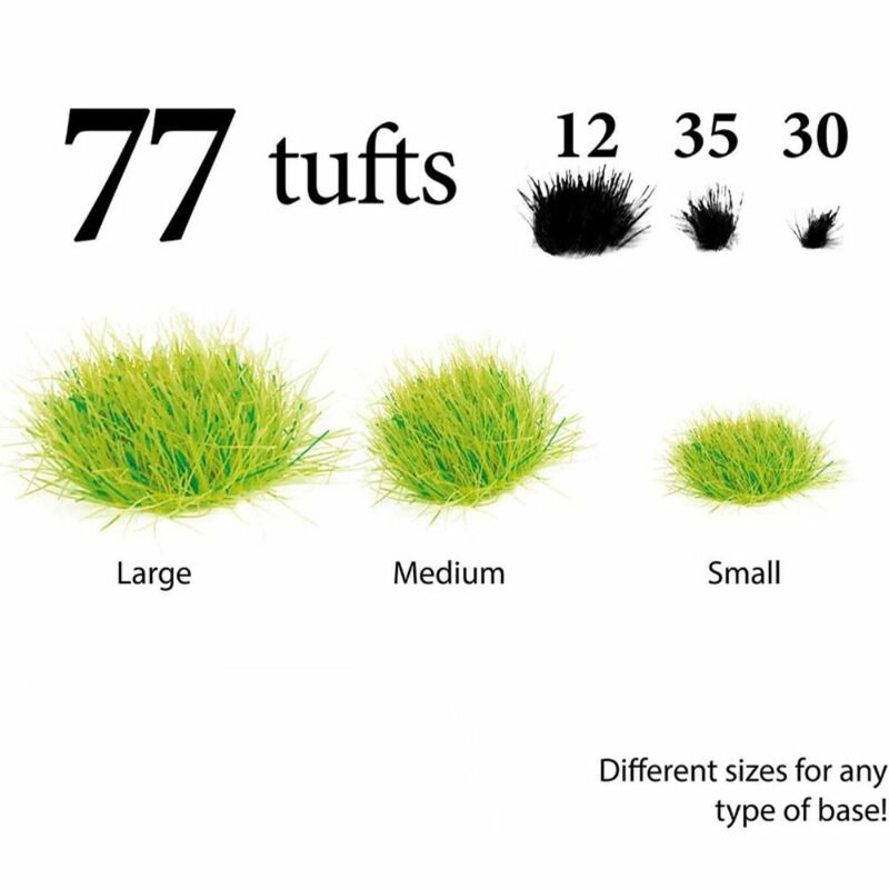 77PCS ขนาดผสม Grass Tufts ต้นไม้ประดิษฐ์ Cluster จำลอง Wargame Scenery ฉากชุดการสร้างแบบจำลองวัสดุทรายตาราง