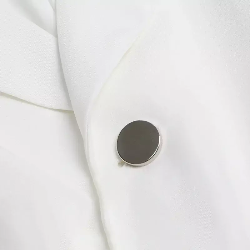 Blazer Formal con cinturón para mujer, chaqueta de manga larga con un solo botón, ropa de trabajo de negocios, abrigo de oficina, color blanco y negro