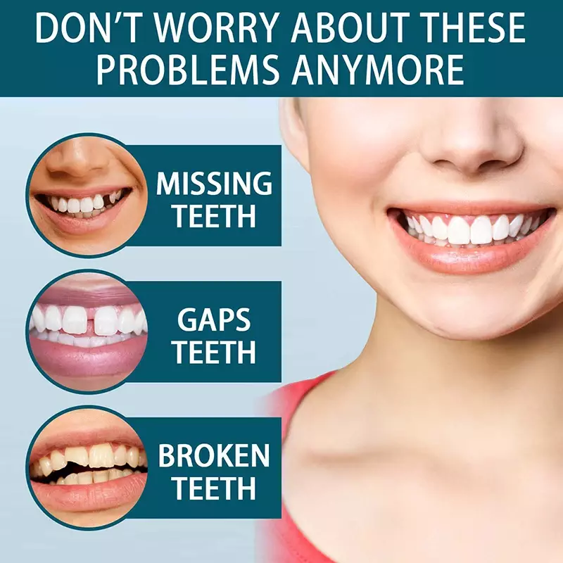 Ajustável Dentadura Dentes Set, instantâneo sorrindo folheado, branqueamento dente, Natural Aparelhos portáteis, Decore Lacunas entre os dentes