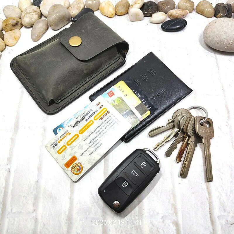 Blongk-riñonera multifuncional de cuero genuino, paquete de cinturón con cremallera, funda para licencia de conducir, soporte para tarjeta e identificación, LFD-J para llaves de coche
