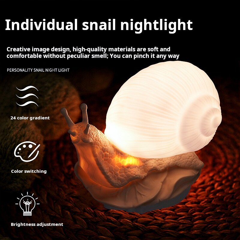 ضوء ليلي حلزونات إبداعي ، ديكور رأس سرير غرفة النوم ، إضاءة ليلية صغيرة ، محاكاة جو حلزونات