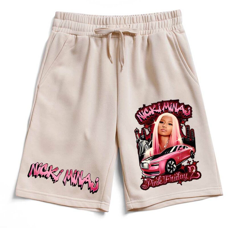 Nicki Minaj Tour-pantalones cortos para hombre y mujer, pantalón holgado informal de algodón para la playa, 2024