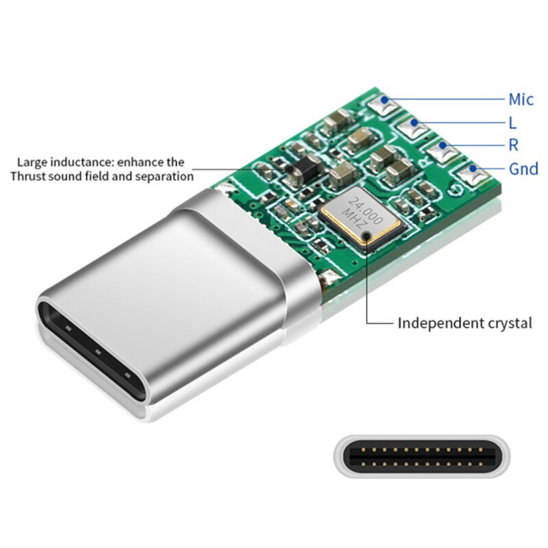 Adaptador de conector de decodificación DAC, enchufe de auriculares de Audio Digital tipo C, Chip ALC5686