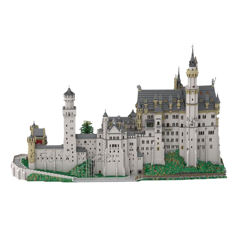 Seri Street View mainan bata pendidikan koleksi kesulitan tinggi Model DIY arsitektur blok bangunan istana Neuschwanstein
