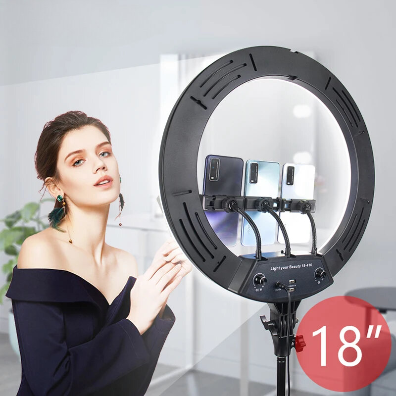 Duże zdjęcia do makijażu wypełniają światło LED Selfie 45CM 18 Cal lampa pierścieniowa z stojak trójnóg