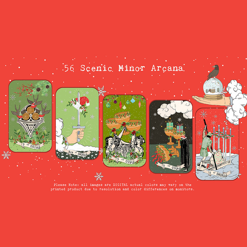 Cubierta de Tarot de Pixie's Whisper, edición navideña, lanzamiento limitado, 78 cartas de Tarot con más de 10 tipos diferentes de tarjetas traseras, 12x7cm