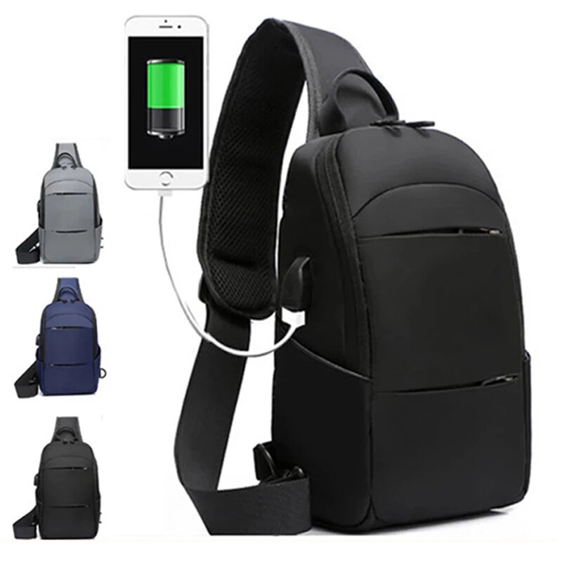 Bolso cruzado multifunción para hombre, bolsa de nailon resistente al agua con USB, bolso de hombro, bandolera de pecho, paquete de viaje corto para hombre, 2020