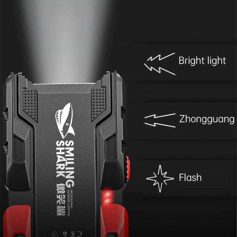 LED Flashlight Smile Shark High-brightness Long-range Rechargeable Light Night Riding Light Waterproof Torch Portable Flashlight