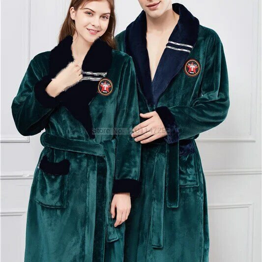 Inverno spesso caldo femminile Coral Fleece Kimono Robe Lovers coppia camicia da notte camicia da bagno Sleepwear uomo Large Nightwear M L XL XXL 3XL