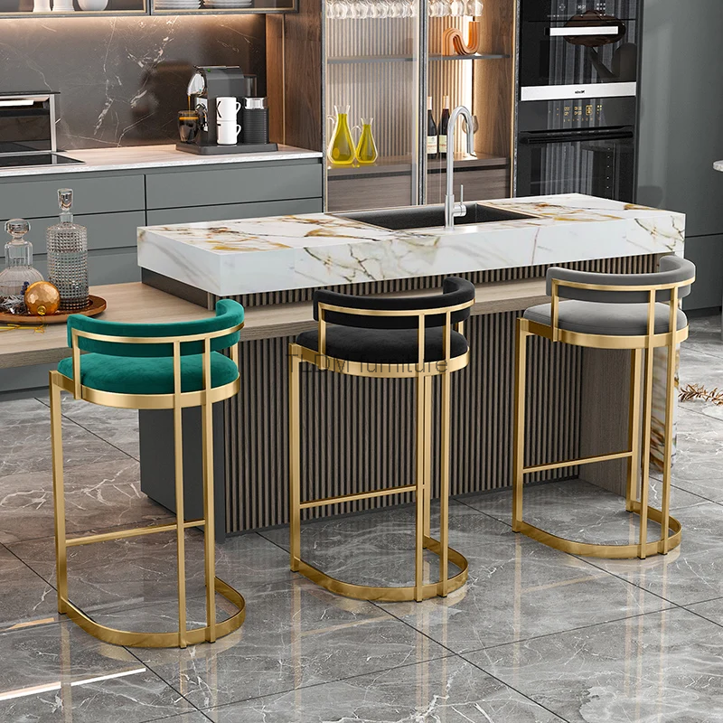 Chaises hautes de salle à manger en métal au design nordique, comptoir de bar de cuisine, restaurant, luxe, produits ménagers