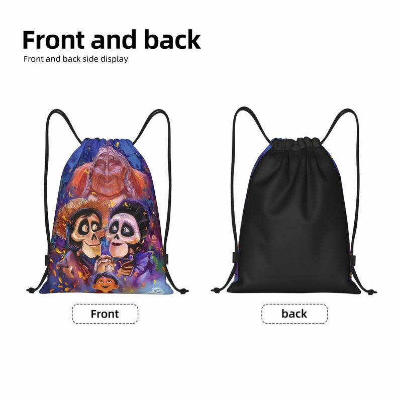 Custom Coco Cartoon Drawstring Bag Women Men Lightweight Sports Gym Storage Backpack