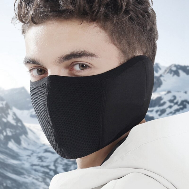 Zimowa osłona na twarz ochrona słuchu ciepła polar wiatroszczelna męska przeciwkurzowe kolarstwo sportowe maska termiczna na narty