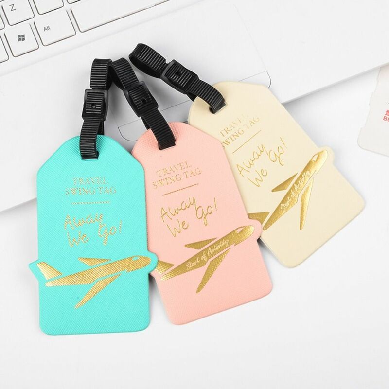 Travel Accessories Women Men Label Suitcase Tags ID Address Holder Creative Aircraft PU Leather Luggage Tag Baggage Boarding
