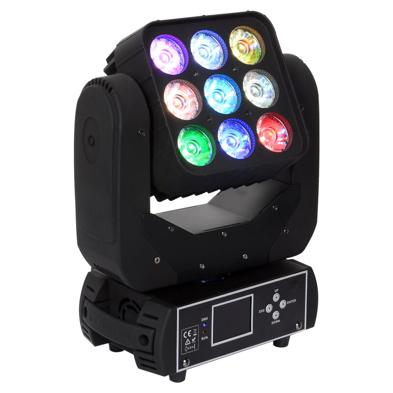 Mini tête mobile matricielle LED, faisceau LED 4 en 1, machine à brouillard, lumière de lavage, 10W, RGBW, scène, fête, KTV, mariage, 9 pièces