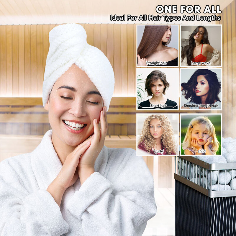 Toalha de cabelo de microfibra de secagem rápida Toalha grossa Envoltório para cabelos longos encaracolados Tampão de cabelo seco Acessórios essenciais do banheiro