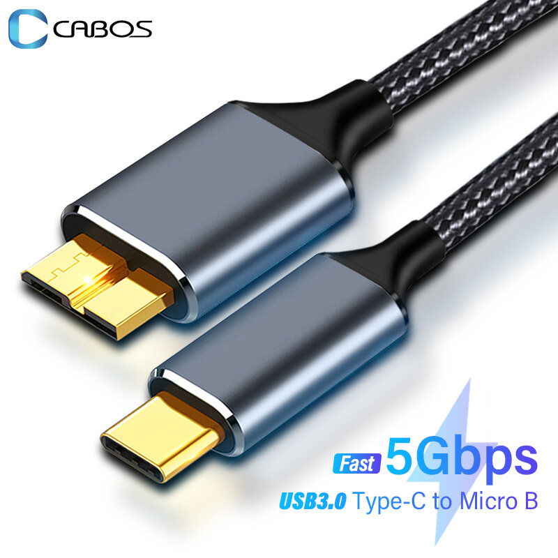 Type C to Micro B USB3.0 Cable Hard Disk Drive 5Gbps High-Speed Data Cable for MacBook Laptop Phone External Disk SSD HDD Camera