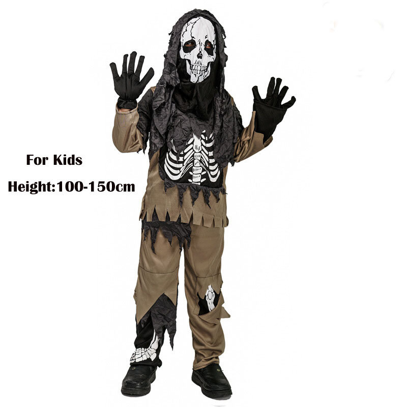 Esqueleto Halloween Trajes para Crianças Vestidos de festa Traje de baile mascarado Trajes Cosplay de crânio Trajes de desempenho de palco