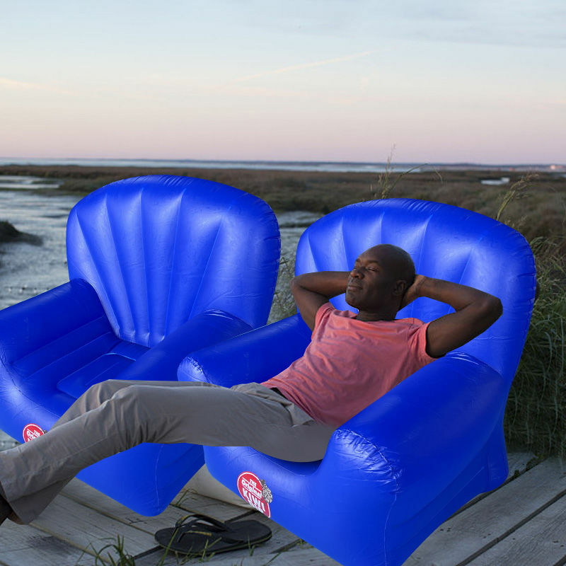 Model Sofa tiup malas dalam ruangan luar ruangan dapat dibaringkan dan duduk di pantai luar ruangan kursi tiup portabel amfibi