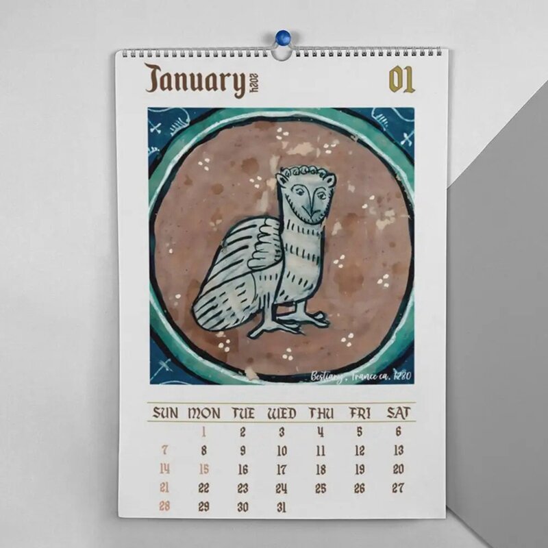 Kalender dinding burung hantu jelek 2024 Dargon Tahun Baru dapat digantung kalender 2024 12 bulan perencana lukisan burung hadiah