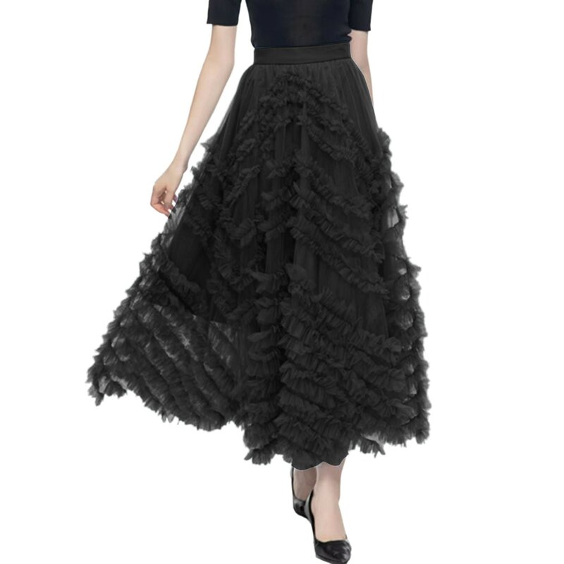 2023 damska długa spódnica jesienna Maillard elegancka wysoka talia imprezowa, koktajlowa wesele rozkloszowana linia bufiasta spódnica spódnica ołówkowa