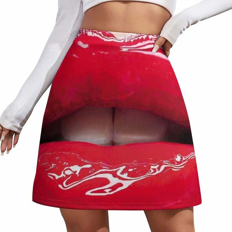Mini-saia feminina sexy de boca vermelha, saias elegantes, roupas femininas de verão, 2023, 2023