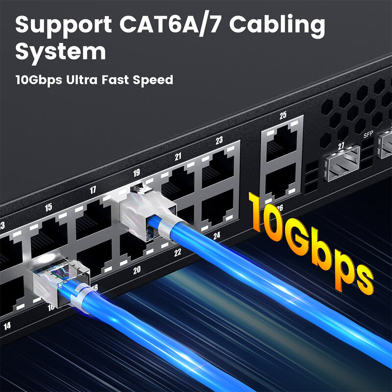 Złącze AMPCOM CAT7 RJ45, przejście przez wtyczkę Ethernet CAT6A rj 45 dla kabla sieciowego CAT 7 Solid lub Stranded z prętem obciążenia 1.5mm