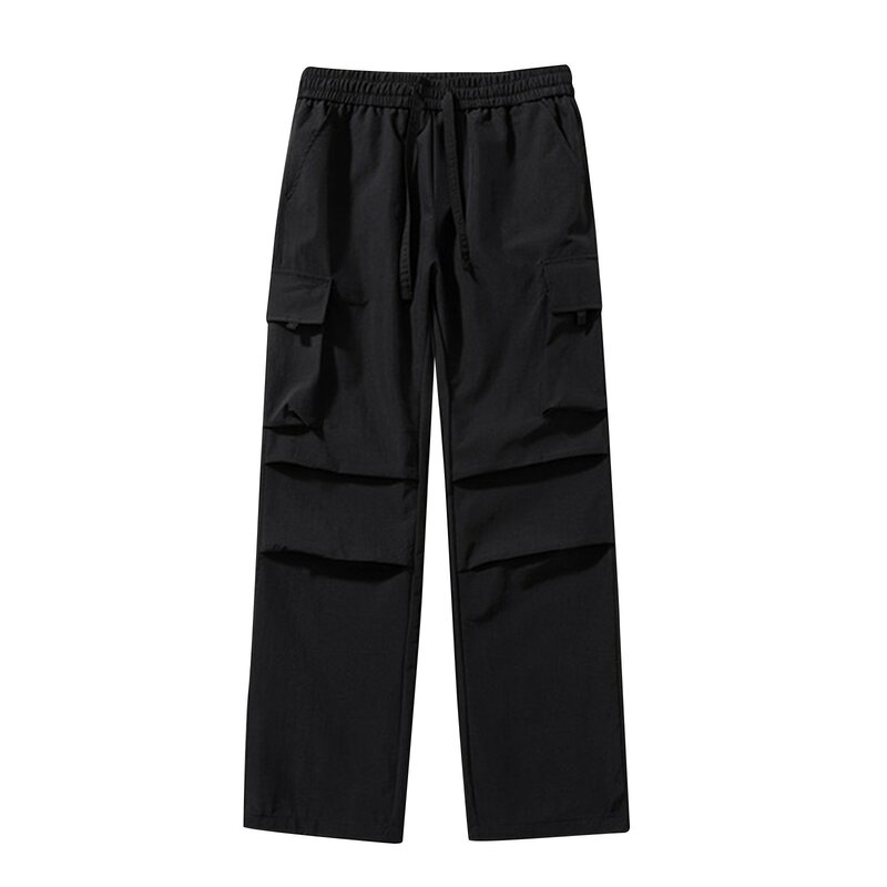 Streetwear 2024 nowe spodnie Cargo Casual Men elastyczny sznurek do ściągania talii szerokie nogawki kilka kieszeni spodnie luźna, workowata dla kobiet