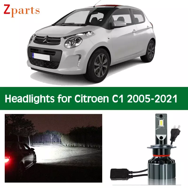 หลอดไฟสำหรับรถ Citroen C1 LED ไฟหน้าลำแสงสูงต่ำ Canbus ไฟอัตโนมัติด้านหน้าโคมไฟ12V 6000K อุปกรณ์เสริม