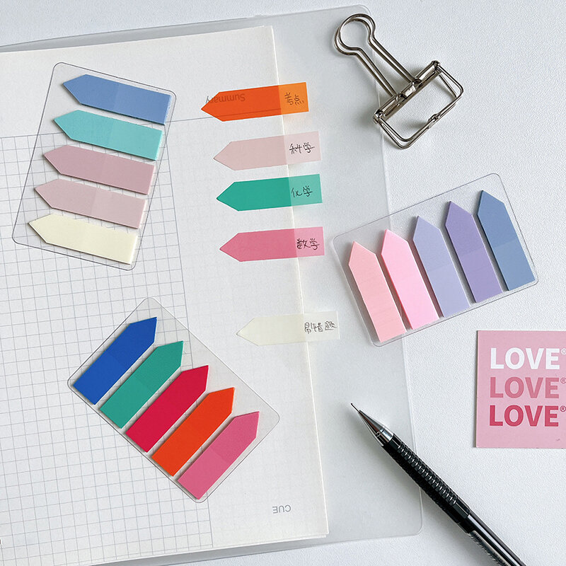 1Set Colourful Sticky Notes Stickers Creative PET Notepad Index Stickers For School Students Office Stationery Supplies