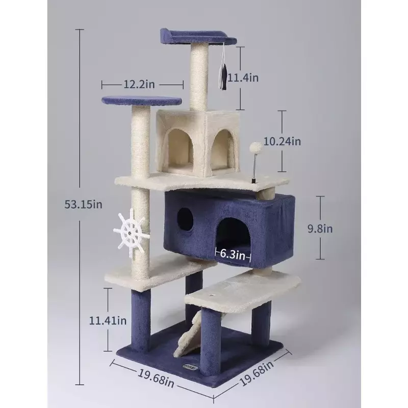 Cat Tree Tower Condo Móveis, Plush Condo, Plataforma gatinho, Scratch Posts, Toy Fish, Pet Home, Apartamento, Condomínio, Gatinho
