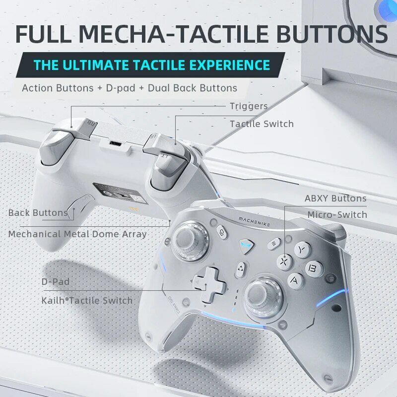 Mando para juegos inalámbrico Machenike G5 Pro Elite Hall Disparador Joystick Mecha-Táctil Botones para Switch PC Android IOS