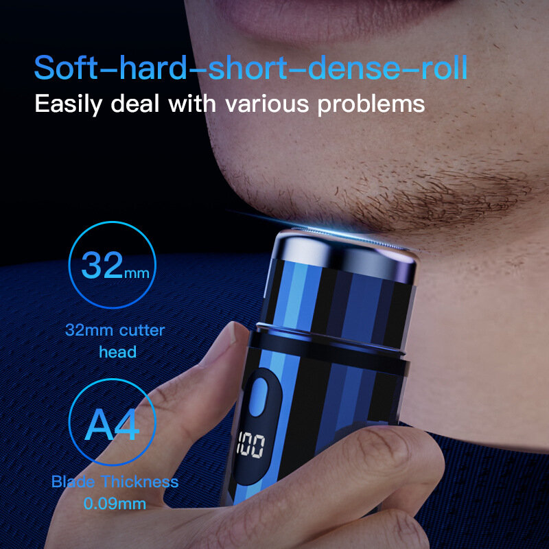 Mini Afeitadora eléctrica T6 para hombres, afeitadora 3D con cabeza flotante, tipo c, carga rápida, recargable