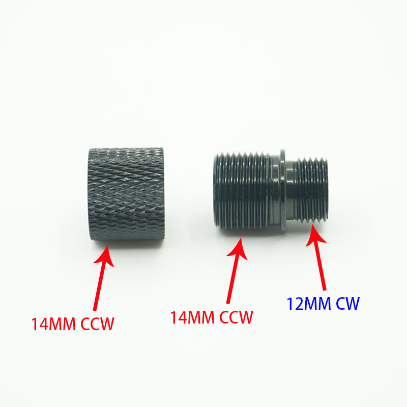14mm CCW do 12mm nakrętka CW/gwintowany łącznik aluminiowy 14mm gwint przeciwnie do ruchu wskazówek zegara-12mm Adapter konwersji gwintu zgodnie z ruchem wskazówek zegara