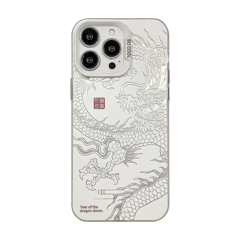 Luxury Laser Eastern myths legends custodia per telefono drago cinese per iPhone 11 12 13 14 Pro Max 15 Plus Cover Anti-goccia Totem 3D