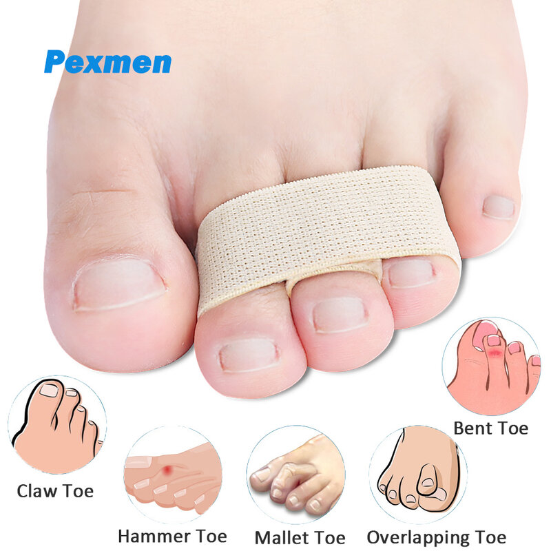 Pexmen-alisador de dedos de los pies, 1/2/3/5/10 piezas, férula para corregir dedos torcidos y superpuestos, separador Protector de dedos
