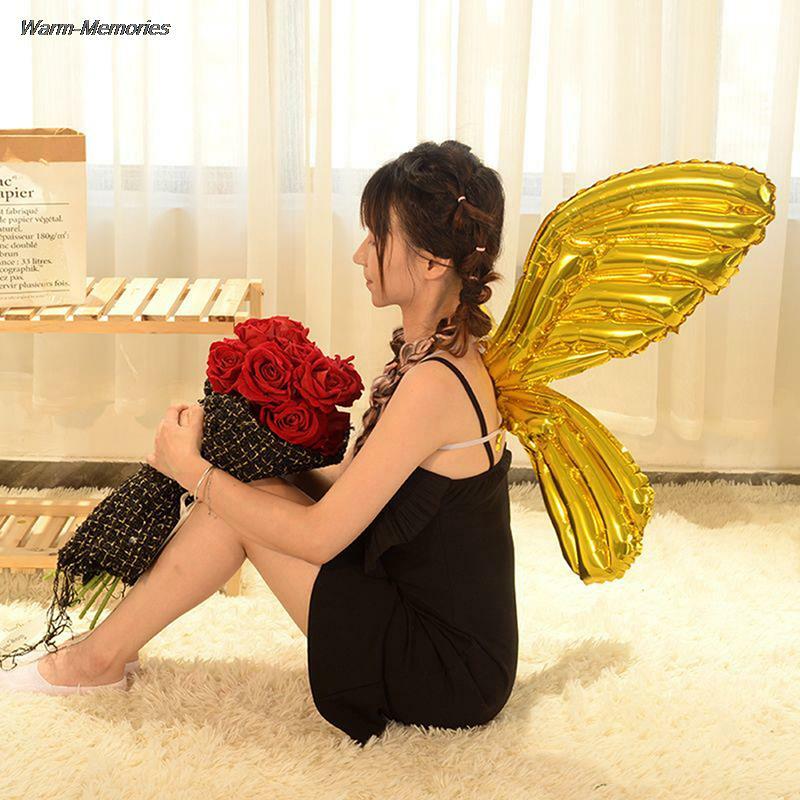 1 pz 3D farfalla Foil Balloon 122*89cm grande angelo ala palloncino farfalla fata palloncino per il compleanno della ragazza matrimonio