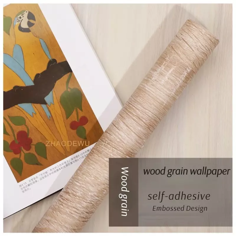 Papel tapiz de grano de madera autoadhesivo, tablón de papel de Contacto extraíble clásico para encimera, rollo de película de vinilo para armario