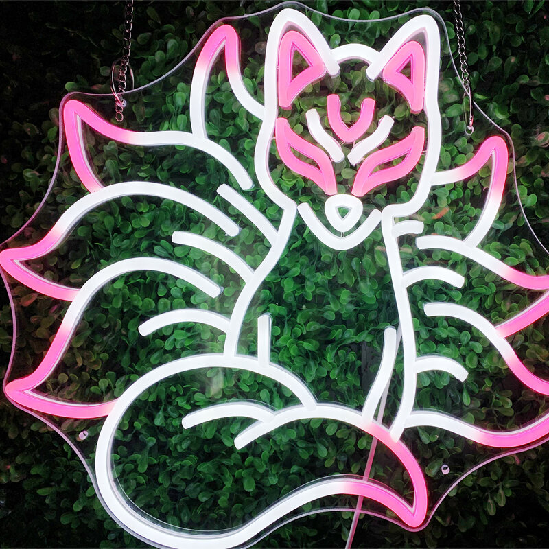 Pink Nine-Tailed Fox pode ajustar luzes, cor personalizada, adequado para banquetes, bares, atmosfera de fundo