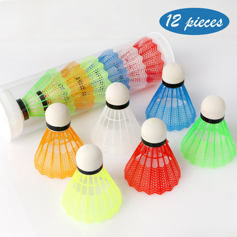 12 pçs/lote bolas de badminton leve plasticbadminton peteca colorido plástico badminton ao ar livre esportes atividades suprimentos